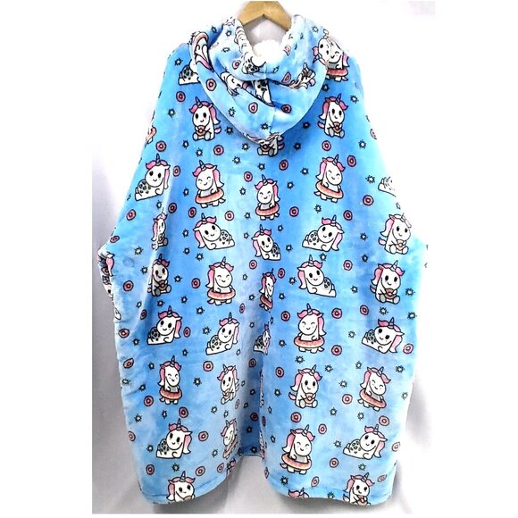 The Oodie Blue Unicorn Hoodie Wearable Oversized Blanket for Men Women Unisex - Picture 4 of 10